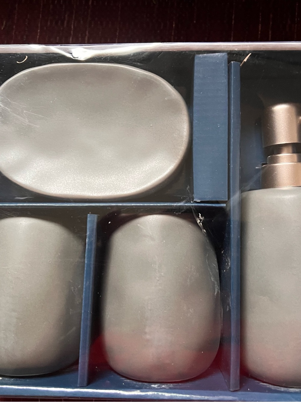 NWT Hobby Lobby 4-Piece Gray Spa Bath Accessory Set